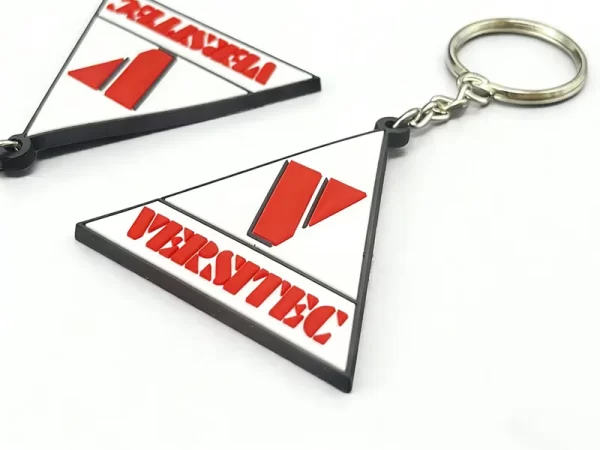 Custom PVC Triangle Keychain Qr Code OEM Logo Eco-Friendly Durable Waterproof Keyring
