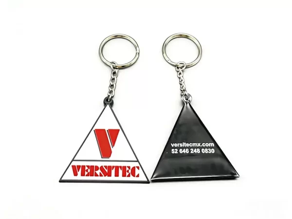 Custom PVC Triangle Keychain Qr Code OEM Logo Eco-Friendly Durable Waterproof Keyring