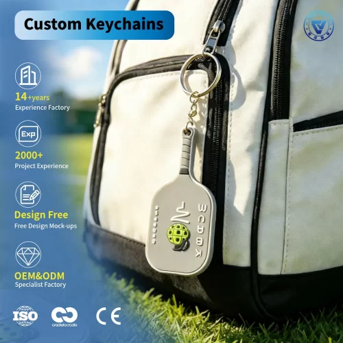 OEM Peak Racket Keychain Custom Logo Rubber Racket Keychains Design PVC Keyring for Event Souvenirs & Pickleball Merchandise OEM Peak Racket Keychain Custom Logo Rubber Racket Keychains Design PVC Keyring for Event Souvenirs & Pickleball Merchandise