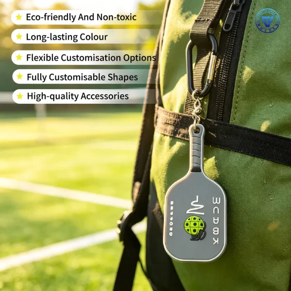 OEM Peak Racket Keychain Custom Logo Rubber Racket Keychains Design PVC Keyring for Event Souvenirs & Pickleball Merchandise OEM Peak Racket Keychain Custom Logo Rubber Racket Keychains Design PVC Keyring for Event Souvenirs & Pickleball Merchandise