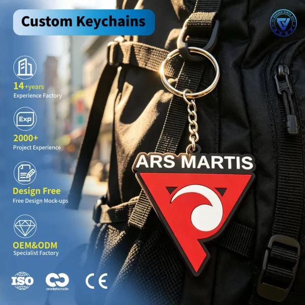 Custom PVC Keychains 3D Soft Rubber Keyring with Logo with Logo for Outdoor Hiking Promotional Gift
