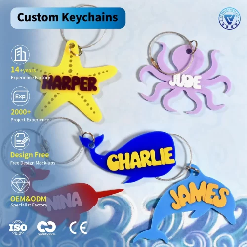Customizable Soft PVC Sea Creature Keychains with Logo