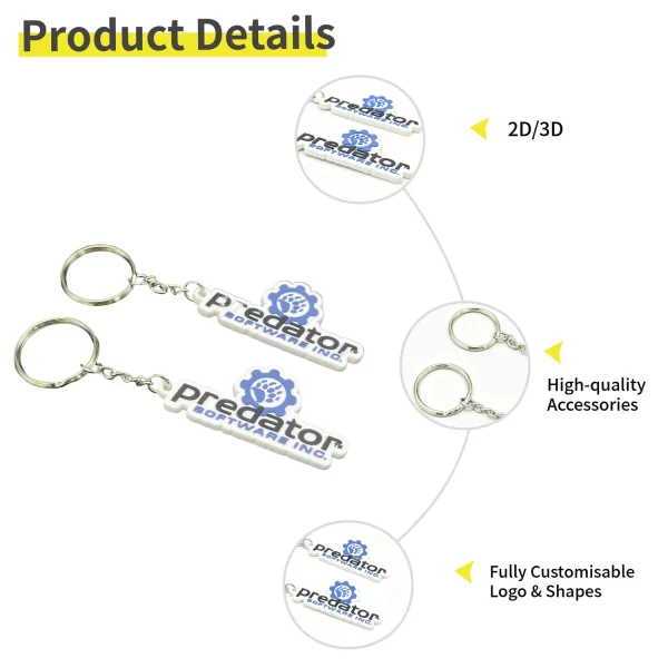 Factory Customized 3D Soft PVC Rubber Keychain Brand Logo Company Souvenir Keyrings