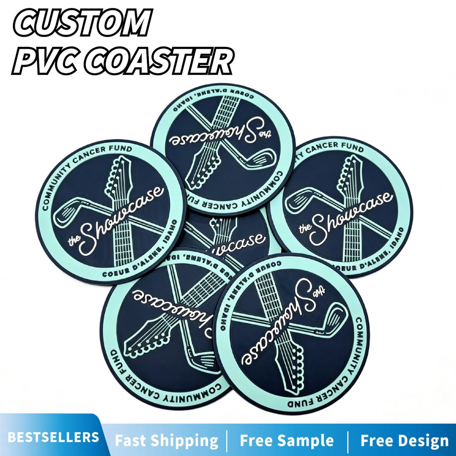 New Design Durable Eco-Friendly PVC Coasters Custom Plastic Crafts Rubber Coaster with Logo for Promotion