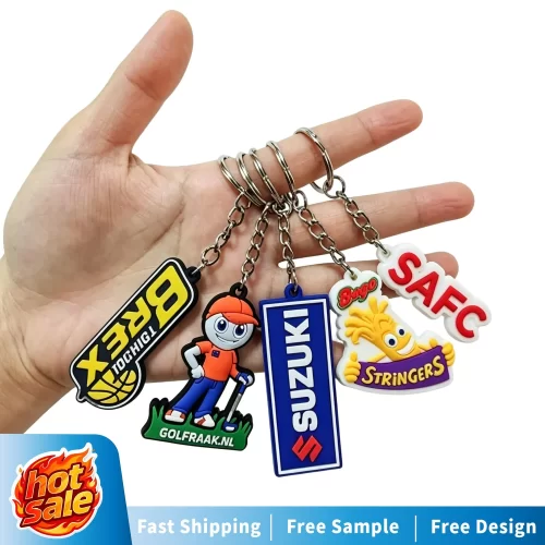 New Design Eco-Friendly Custom Soft 3D 2D Rubber Keychain Personality Logo PVC Keychains 3D Cartoon for Promotion