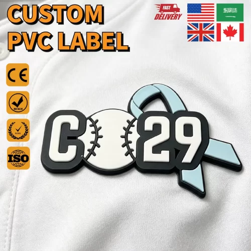 3D PVC Patches Custom Logo Iron on Customize Soft Rubber Label Patch for Baseball Clothes