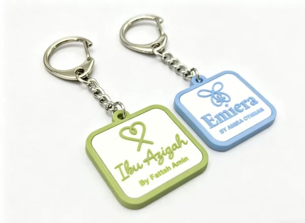 Custom Soft PVC Keychains Square Cartoon Rubber Key Rings Promotional Gift Logo Bag Pendants