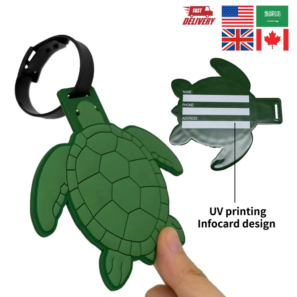 Factory Eco-Friendly Custom PVC Rubber Ocean Luggage Tags 2D Embossed