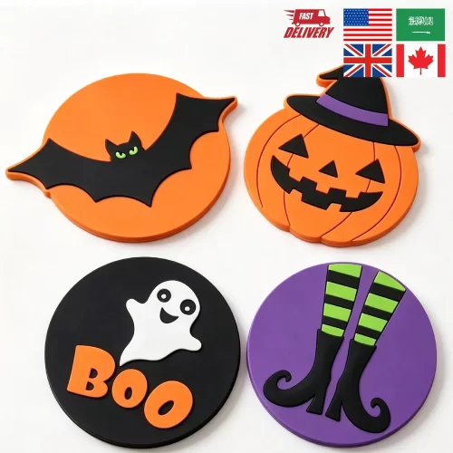 Manufacture-Custom-Logo-Beer-Mats-Coaster-Halloween-Custom-Logo-Rubber-Coasters PC041 -1 PVC Coaster