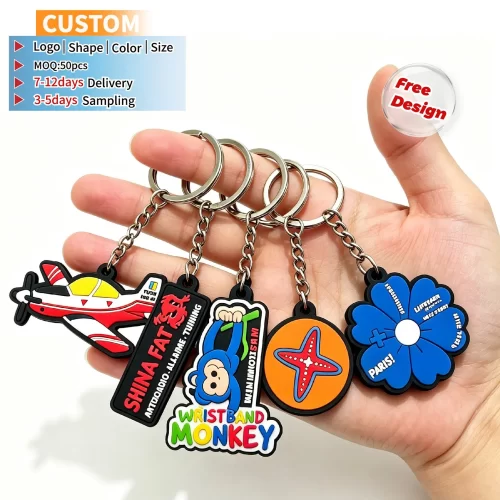 Custom 2D 3D Soft PVC Keyring Rubber Logo Personalized Keychain