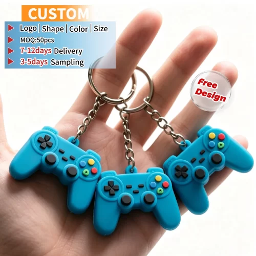 Custom 2D Rubber Keychains Personalized Soft PVC Keyrings 3D Silicone Key Chain