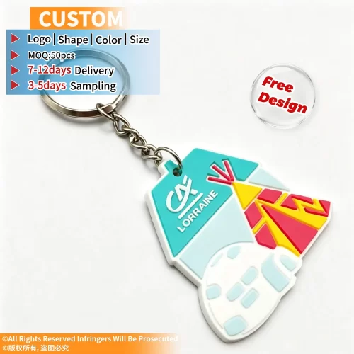 Custom PVC Rubber Key Chains 2D Logo Keychain 3D Silicone Keychain