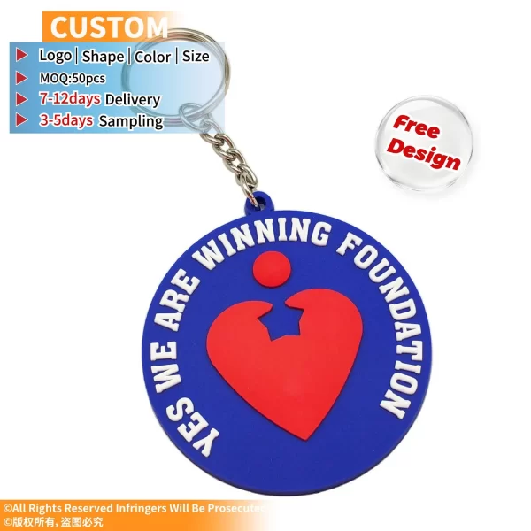 Custom PVC Rubber Keychain 3D Logo Personalized Key Ring OEM Promotional Gift