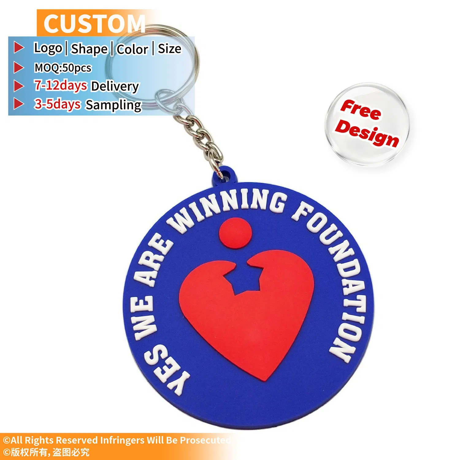 Custom PVC Rubber Keychain 3D Logo Personalized Key Ring OEM Promotional Gift