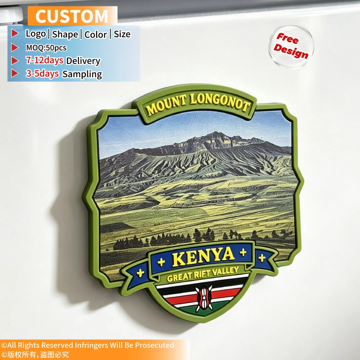 Custom-Rubber-Magnet-3D-Souvenir-2D-Embossed-Logo-UV-Printing-Fridge-Magnet FM070 -2 Custom Rubber Magnet 3D Souvenir 2D Embossed Logo UV Printing Fridge Magnet