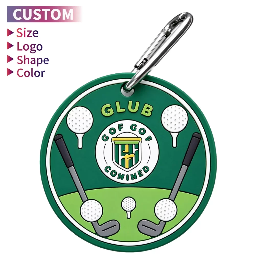 Custom Soft PVC Golf Bag Tags 2D 3D Logo with Carabiner