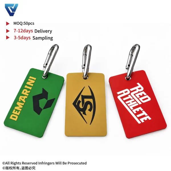 Custom Soft PVC Golf Bag Tags 2D 3D Logo with Carabiner