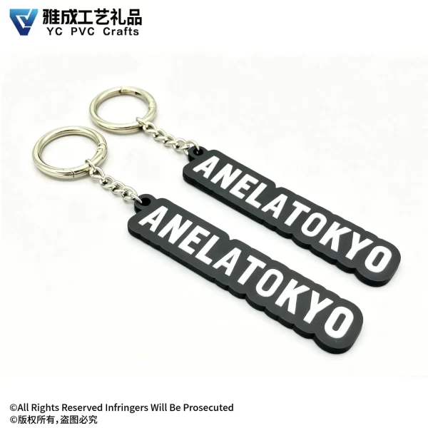 Custom Soft PVC Rubber Key Chains Letter Embossed Logo Silicone Key Ring