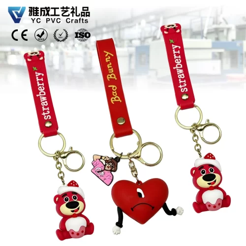 Factory-Custom-PVC-Keychain-3D-Cartoon-Character-Rubber-Key-Chains-Keyring 3PK007 -3 Factory Custom PVC Keychain 3D Cartoon Character Rubber Key Chains Keyring