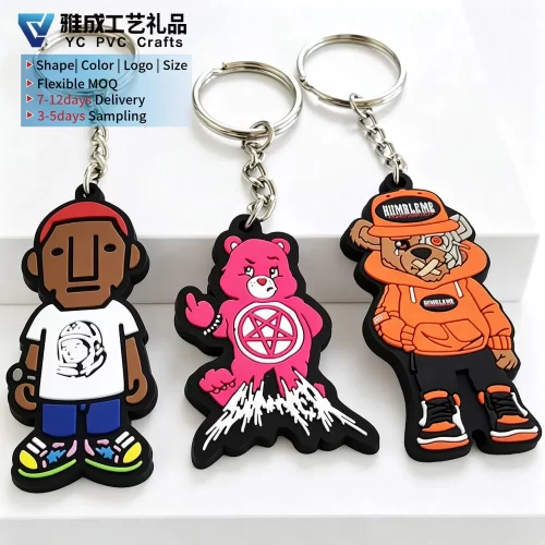 Factory-Custom-Rubber-Keyrings-Logo-3D-Waterproof-PVC-Key-Chains-Low-Minimum PK090 -3 Factory Custom Rubber Keyrings Logo 3D Waterproof PVC Key Chains Low Minimum