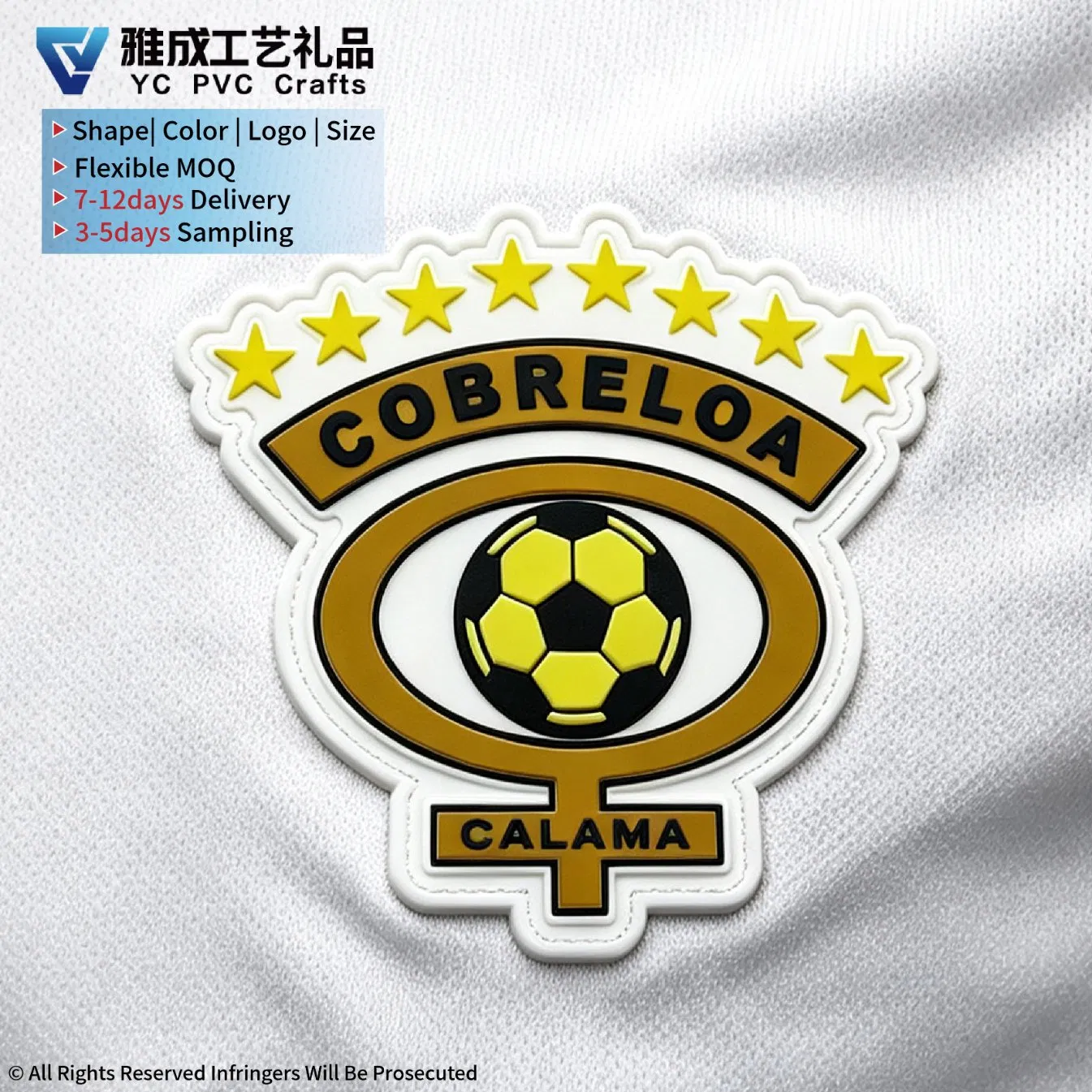 Factory Custom Rubber Patch 3D Personalized Soccer Team Logo PVC Patches