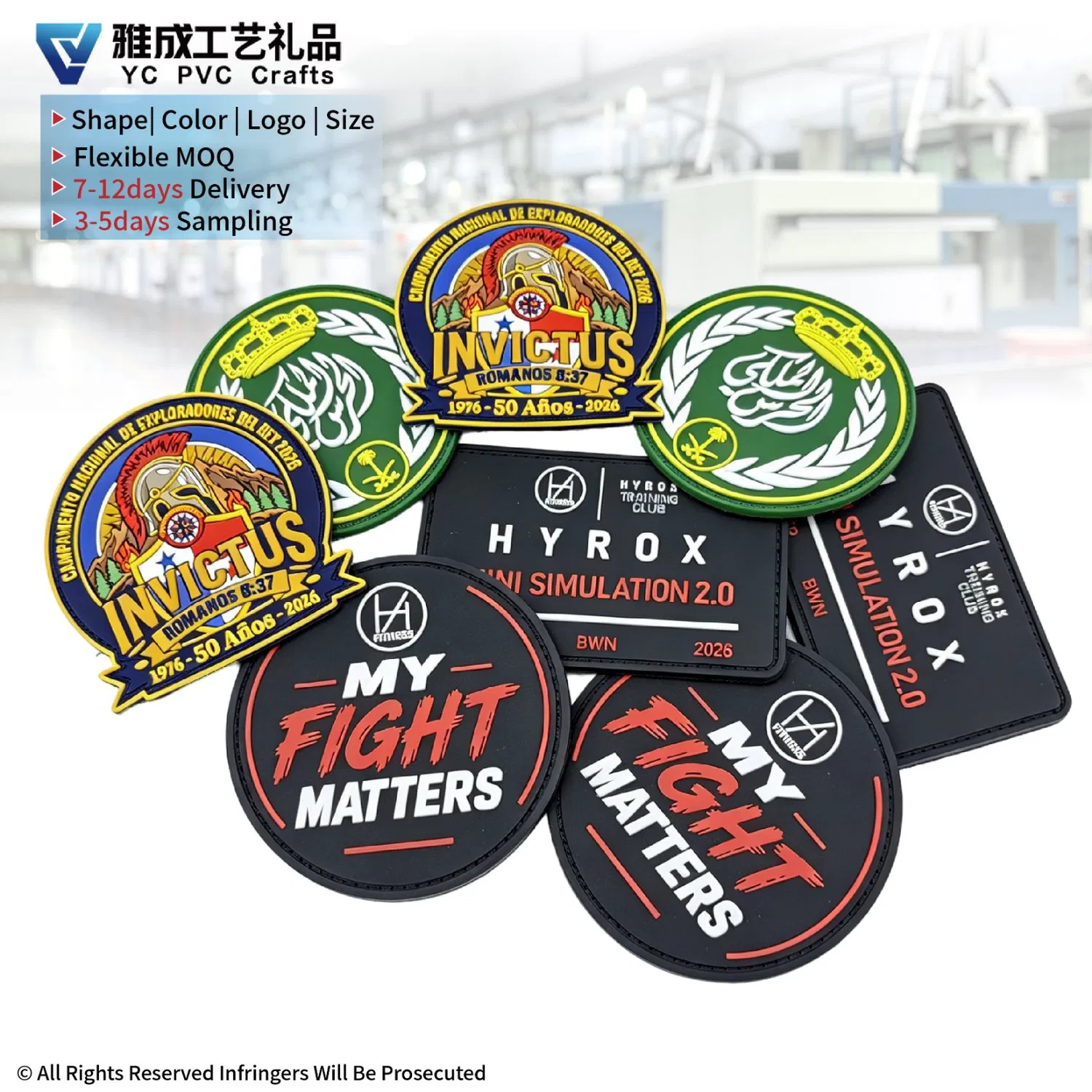 Manufacture Custom Logo Patches Rubber 2D Embossed 3D PVC Patch Hats