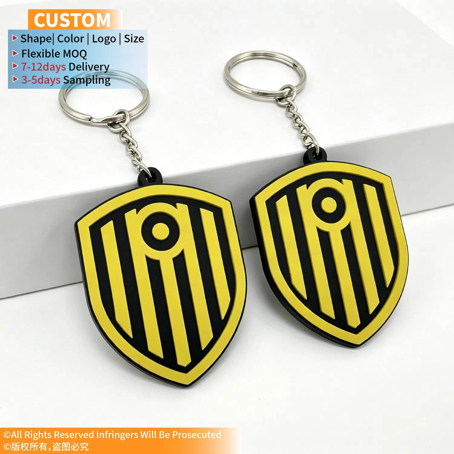 OEM Custom Rubber Key Chains 3D Embossed Logo PVC Keychain for Souvenir