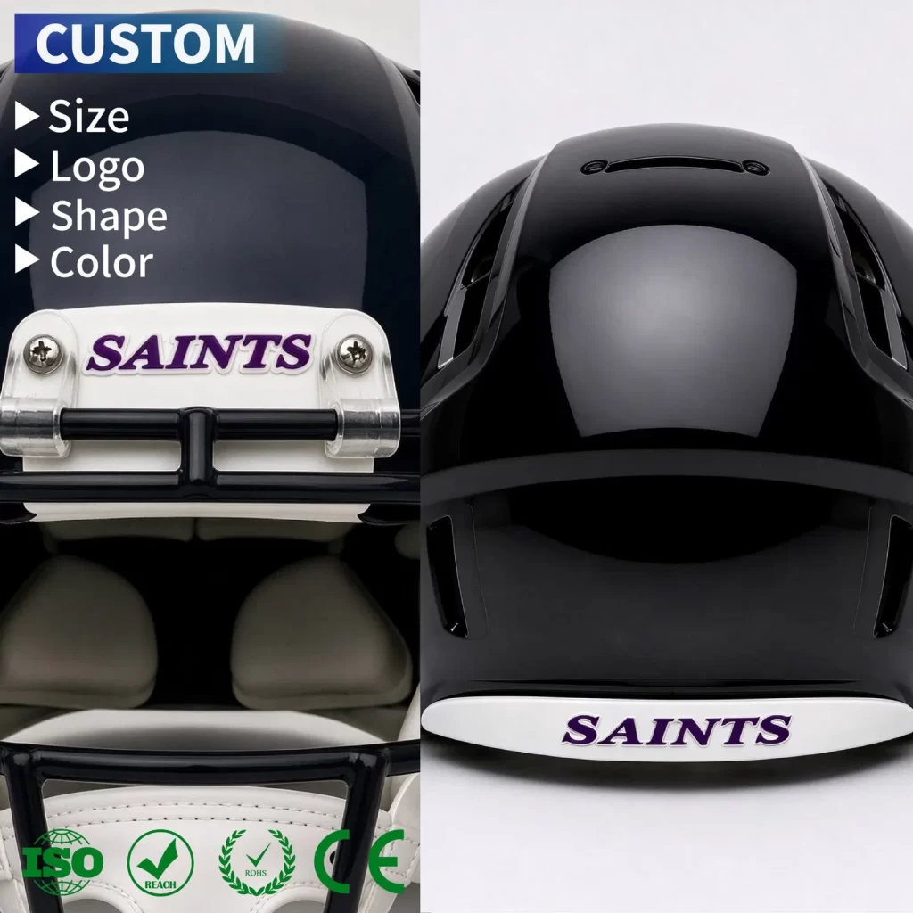 Custom American Football Helmet Stickers Eco-Friendly Raised Logo Rubber 3D Decal