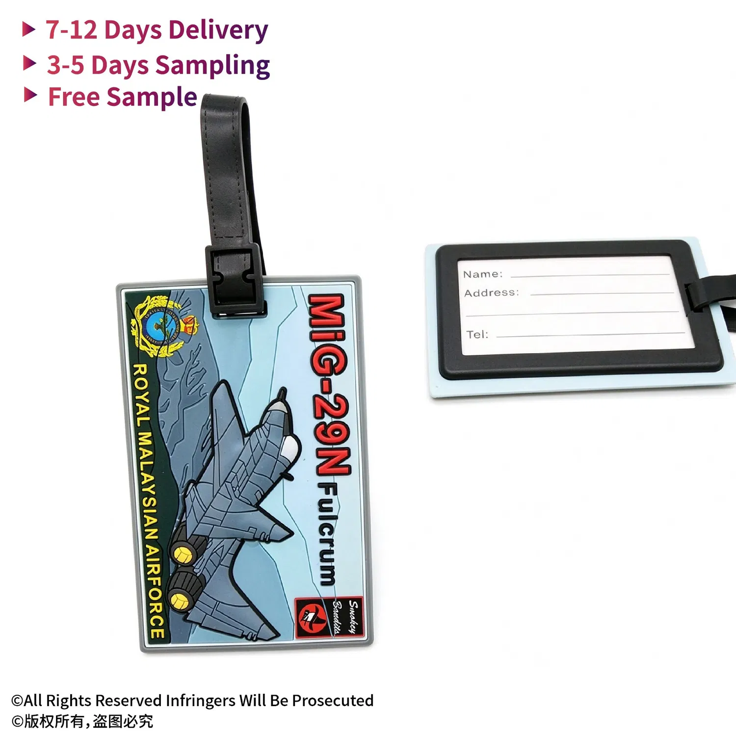 Manufacture Custom Rubber Luggage Tags 2D 3D Logo Soft PVC Bag Tags