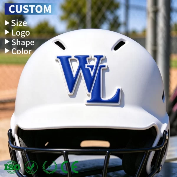 Custom Rubber Helmet Decals 3D Embossed Logo PVC Stickers