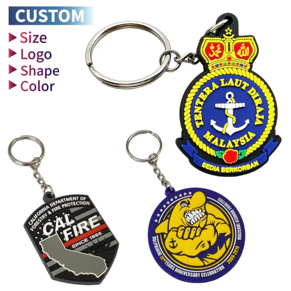 Factory Custom Soft PVC Keychain 3D Embossed Logo Rubber Key Chains