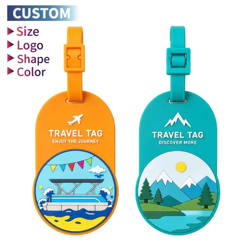 Factory Soft PVC Luggage Tags Custom Logo 3D Embossed Rubber Bag Tag