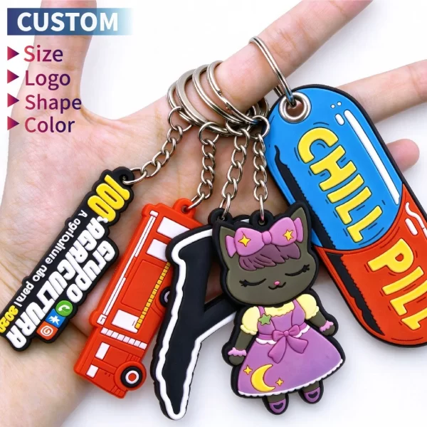 Factory Custom Soft PVC Keychain 3D Embossed Logo Rubber Key Chains